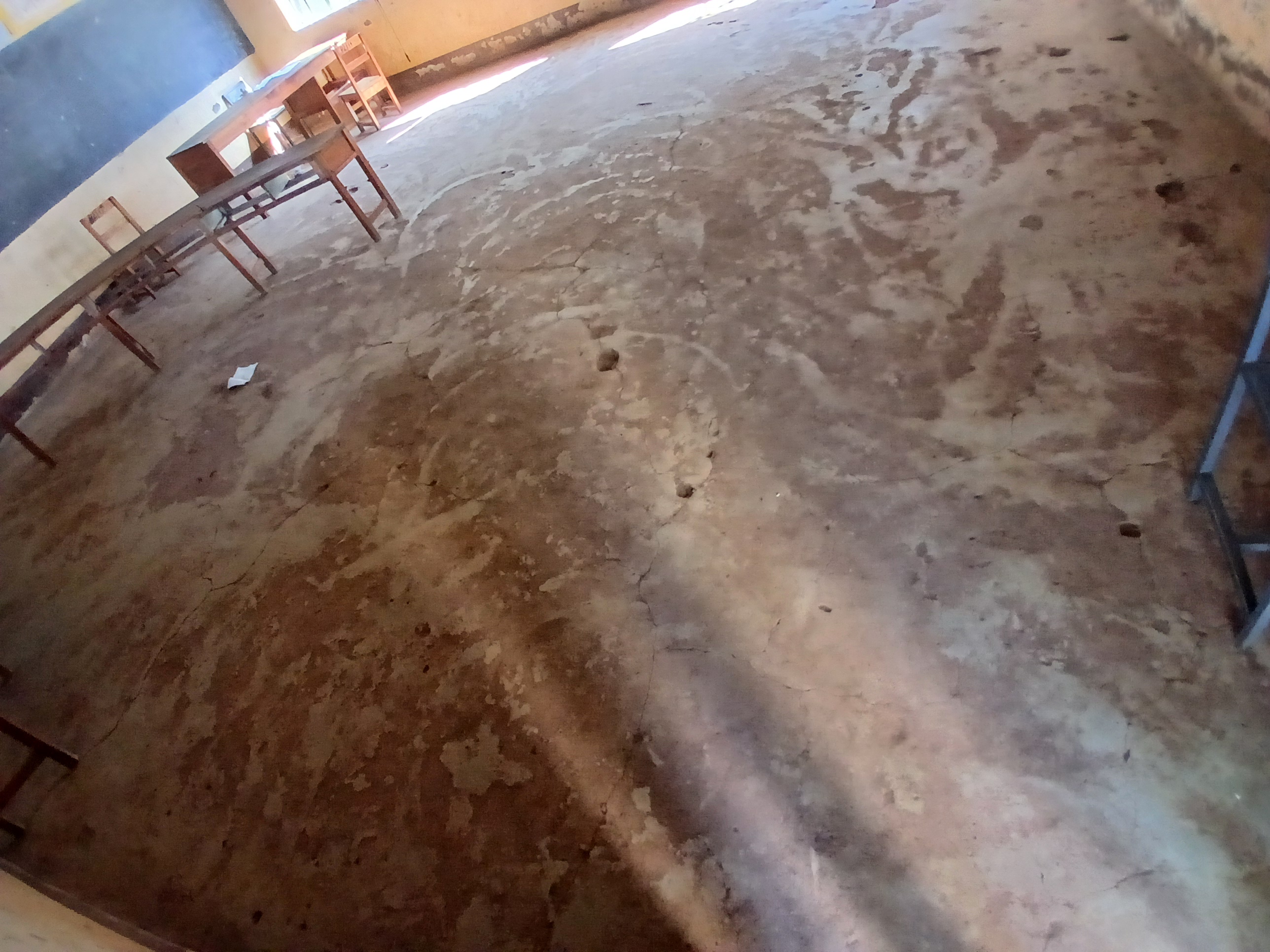 Cracked classroom floor