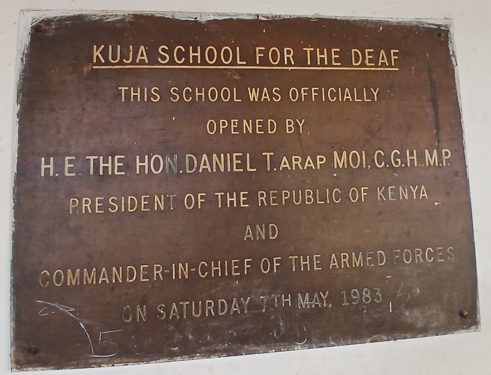 Presidential Plaque - Kuja School for the Deaf